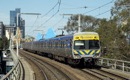 A 6 car Comeng on the down between Flinders Street and Spencer Street as viewed from the cab of the train I was driving. This new viaduct was built in the 1970's as part of the city loop works.
Jan. 2008